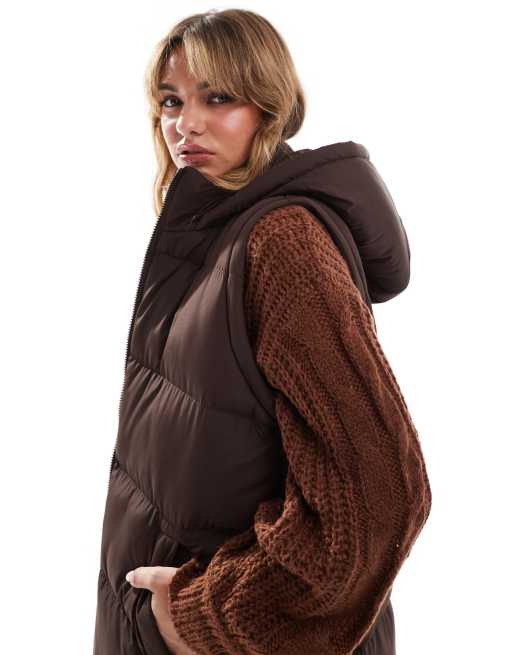 Threadbare - Piumino e gilet 2 in 1 taglio lungo marrone con zip, 2 di 4