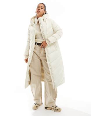 Threadbare - Piumino taglio lungo color crema con cappuccio
