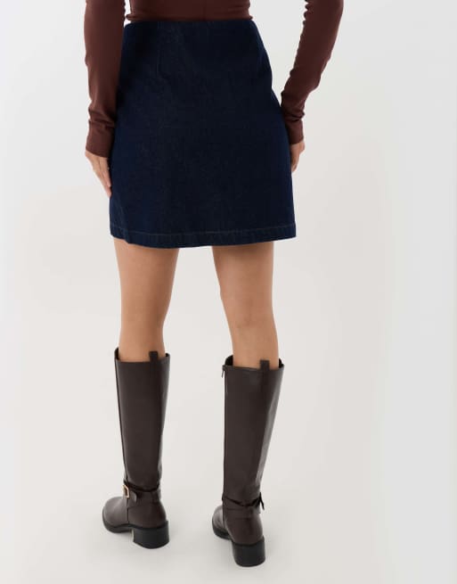 Threadbare Pleated denim wrap mini skirt in indigo, 4 of 4