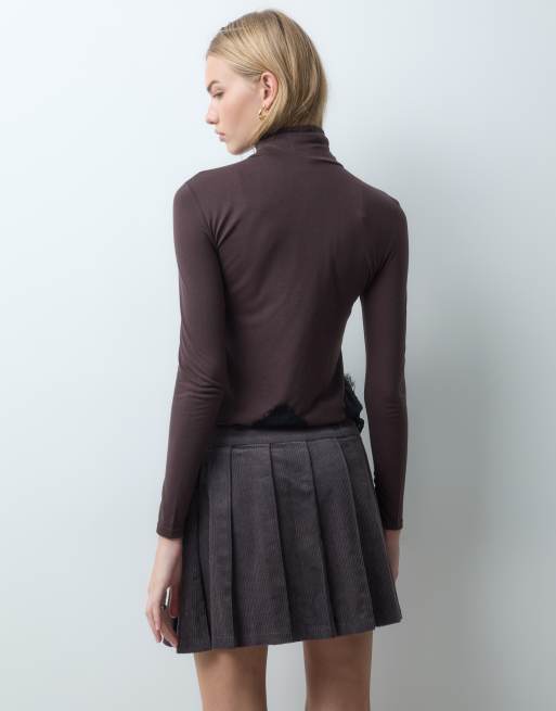 Threadbare pleated mini skirt in charcoal, 5 of 5