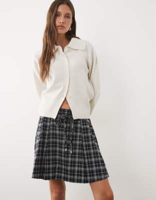 Threadbare Pleated Tailored Mini Skirt In Navy