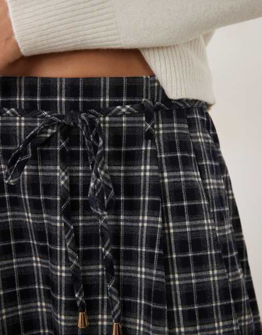 Threadbare pleated tailored mini skirt in navy check print , 4 of 5