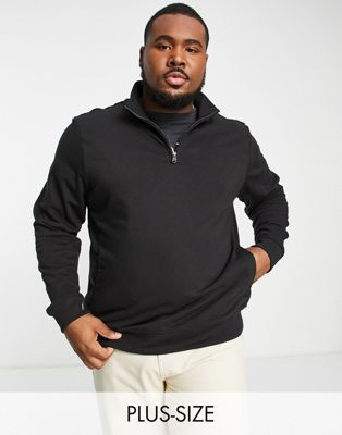Threadbare Plus 1/4 zip sweatshirt in black