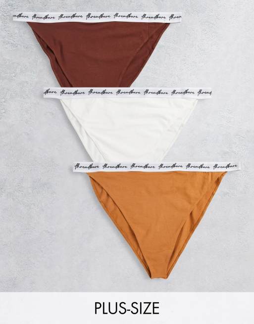 3-Pack Logo Waistband Briefs, Brown