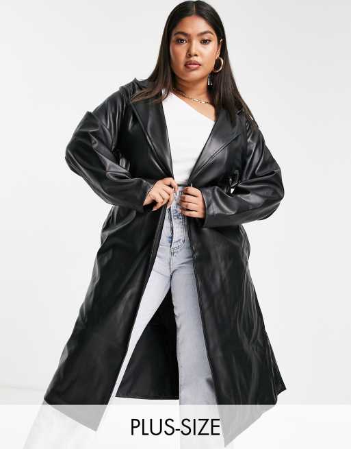 Plus size belted trench coat best sale