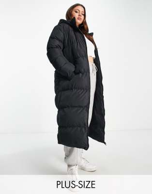 ASOS Weekend Collective maxi padded coat with back graphic in black