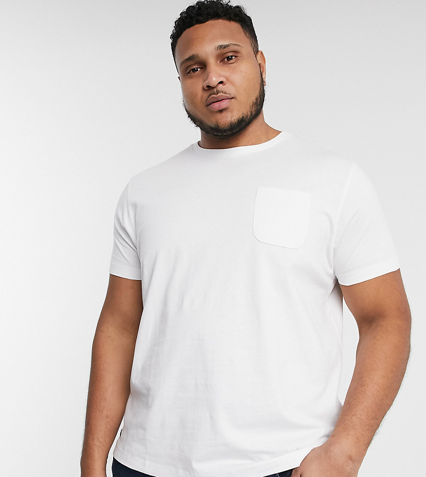 Threadbare – Plus Basic – Vit t-shirt med ficka