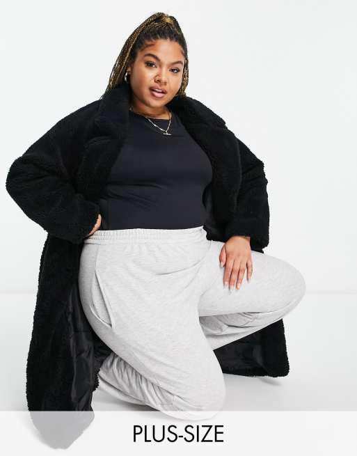 Plus size cheap borg coat