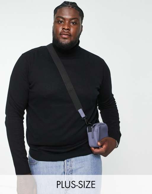 Threadbare Plus cotton roll neck sweater in black