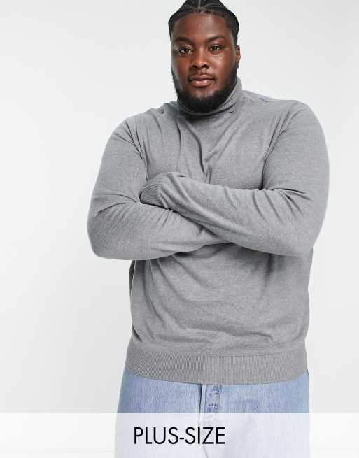 Threadbare Plus cotton turtle neck sweater in gray heather