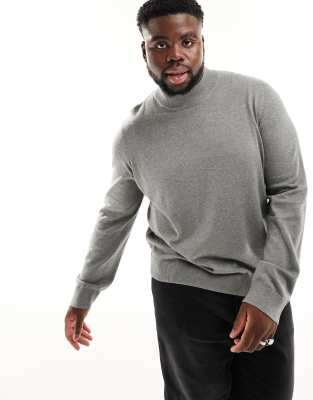 Threadbare Plus cotton turtle neck jumper in light grey marl - ASOS Price Checker
