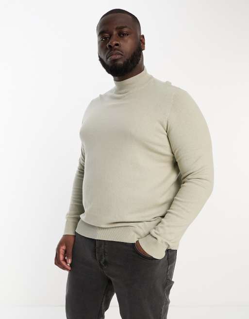 Threadbare Plus cotton turtle neck sweater in oatmilk