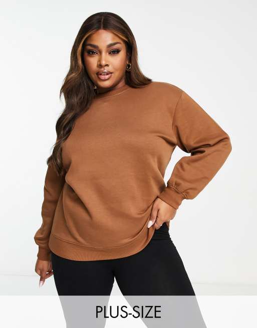 Threadbare Plus – Dixie – Oversize-Sweatshirt in Schokobraun