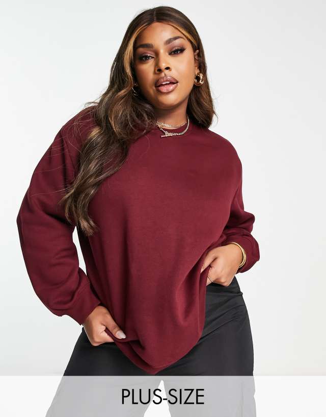 Threadbare Plus Dixie oversized sweater in deep wine