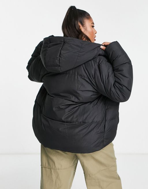 Sixth June oversized cropped hooded puffer jacket in black
