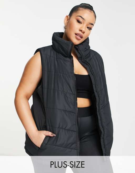 Threadbare Plus – Fitness – Czarny ocieplany bezrękawnik do biegania