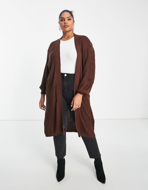 Threadbare Plus - Harlyn - Gilet long - Marron chocolat | ASOS