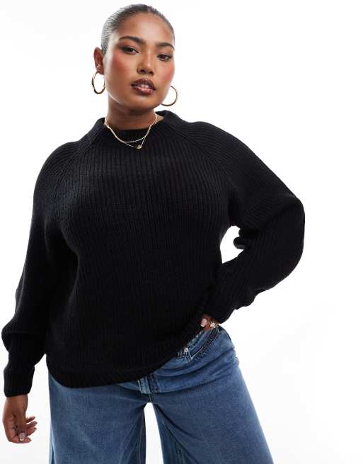 Threadbare Plus high neck jumper in black ASOS