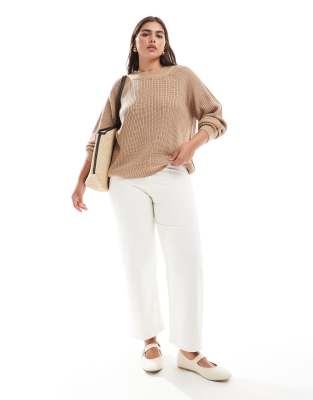 Threadbare Plus High Neck Sweater In Brown