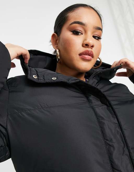 Threadbare Plus Jodie maxi puffer coat in black, 3 of 4