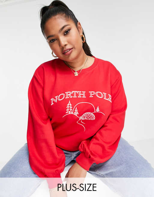 Threadbare Plus - Jul - Rød sweater med broderi