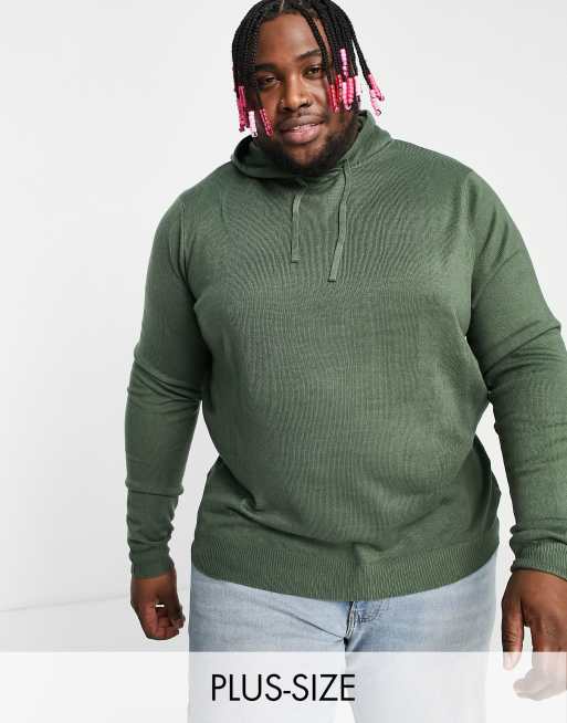 Threadbare Plus - Maglione morbido con cappuccio color timo