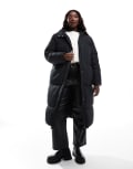 [Threadbare] Threadbare Plus maxi puffer coat with hood in black 44 BLACK