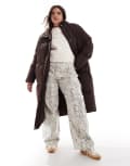 [Threadbare] Threadbare Plus maxi puffer coat with hood in brown 52 BROWN