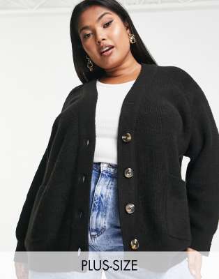 Threadbare Plus Michayla oversized cardigan in black