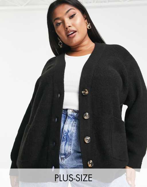 Luftfart molester interval Threadbare Plus Michayla oversized cardigan in black | ASOS