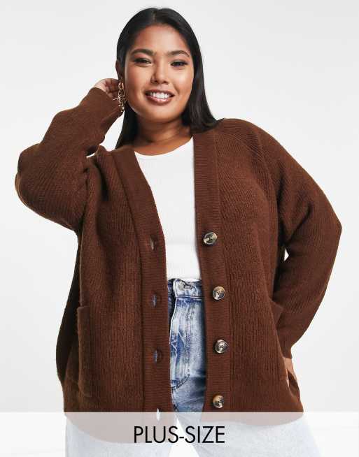 ASOS Waterfall Cardigan in Brown