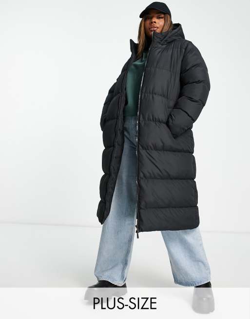 Threadbare Plus Onyx 2 in 1 longline gilet and puffer coat in black