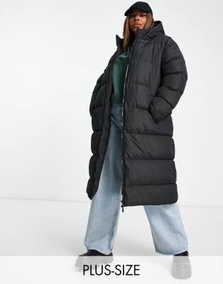 Black longline padded coat 2024 womens