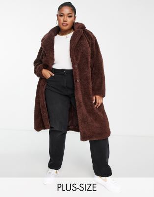 Plus Chocolate Brown Longline Duster Coat