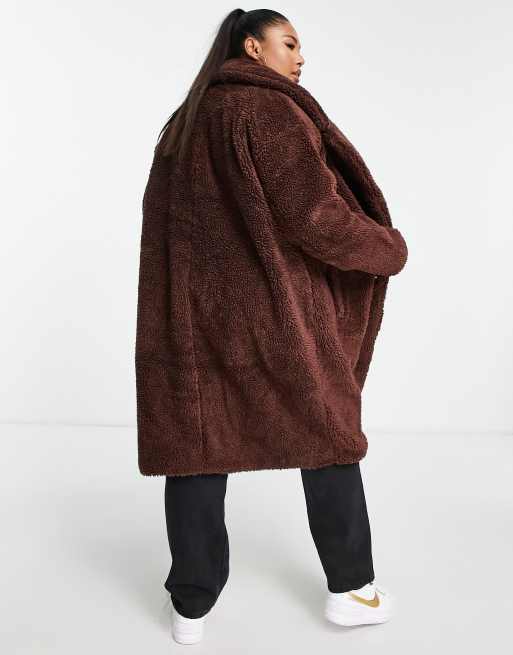 Plus Size Long Teddy Coat With Hood Fleece Jacket Teddy Fur Coat