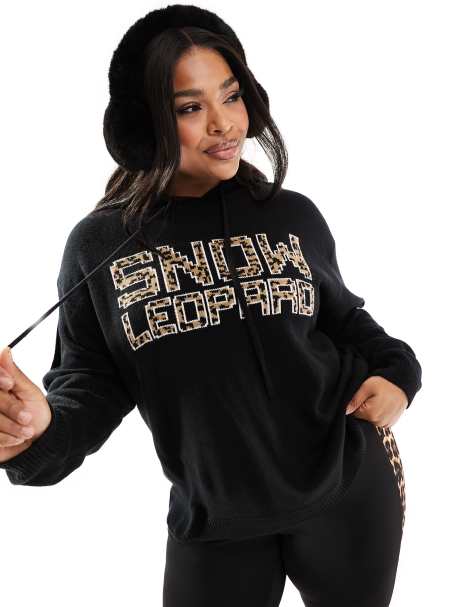 Threadbare Plus - Ski - Maglione con stampa leopardata e cappuccio - view 1