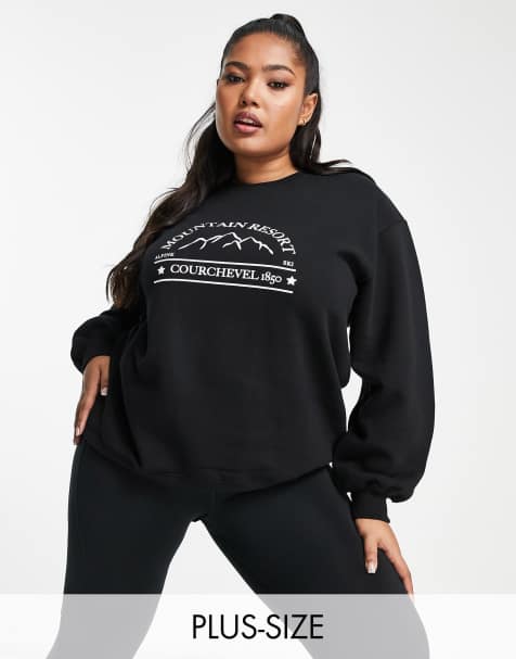 Threadbare Plus Ski printed sweater in black - view 1