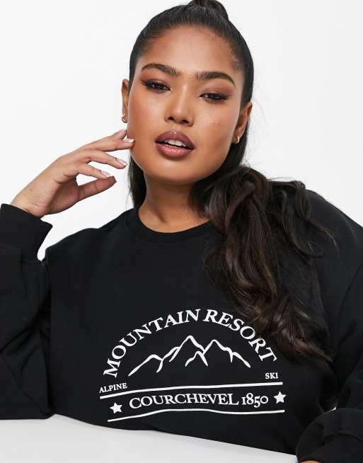 Threadbare Plus Ski printed sweater in black, 3 of 4