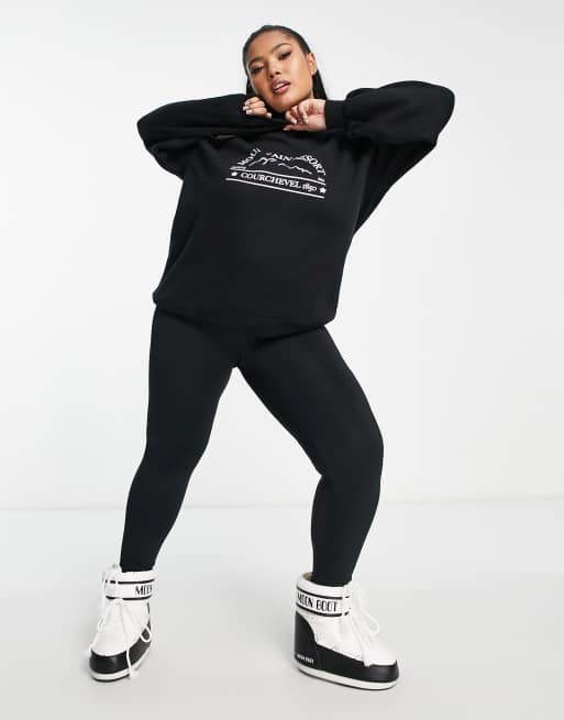 Threadbare Plus Ski printed sweater in black, 4 of 4