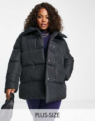 Black puffer hotsell jacket plus size