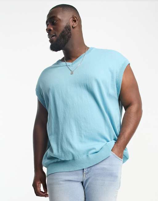 Threadbare Plus v-neck sweater vest in arctic blue