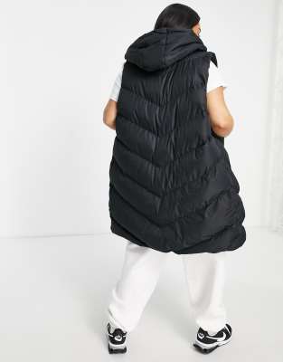 threadbare longline padded jacket in black