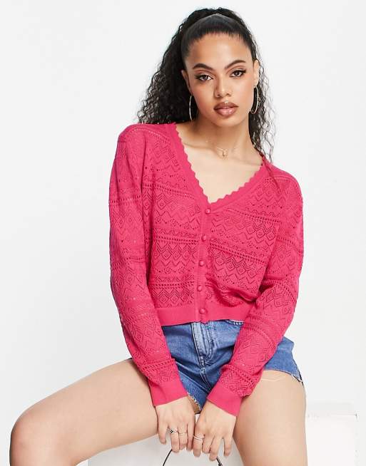 Pink 2025 pointelle cardigan