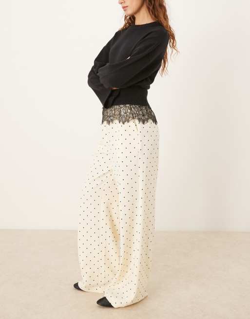 Threadbare polka dot pull on trouser in black and ecru, 2 of 5
