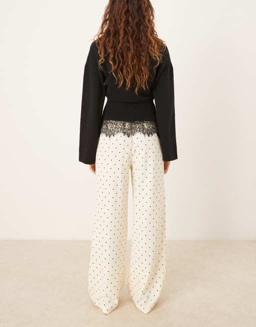 Threadbare polka dot pull on trouser in black and ecru, 3 of 5