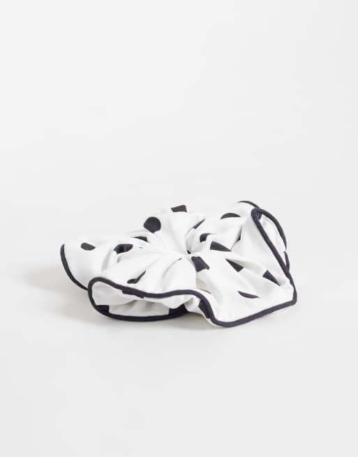 Threadbare polka dot scrunchie in black and white, 3 of 3