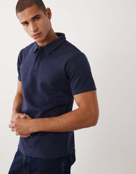Threadbare - Polo a maniche corte in maglia testurizzata blu navy - view 1
