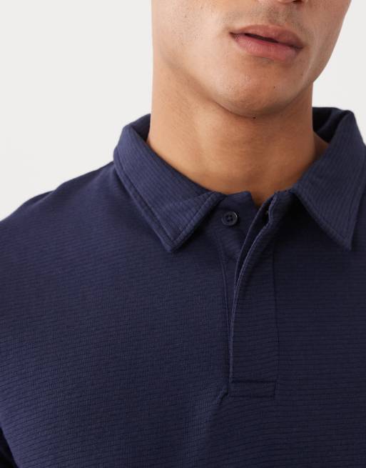 Threadbare - Polo azul marino de manga corta de punto texturizado, 3 de 5
