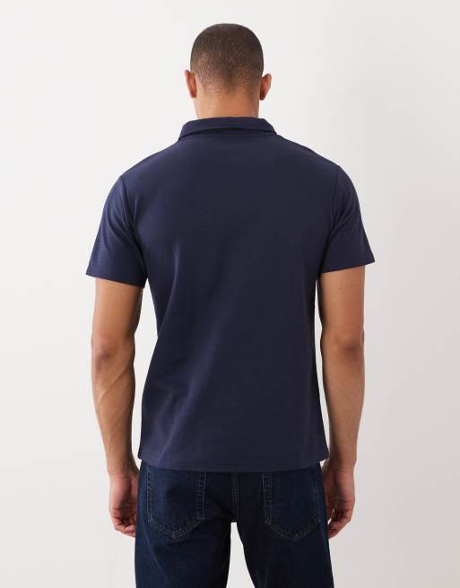 Threadbare - Polo azul marino de manga corta de punto texturizado, 4 de 5