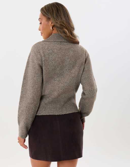 Threadbare Polo button up cardigan in beige, 2 of 5